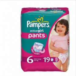 Подгузники-трусики для девочек, Pampers (Памперс) 16+ кг №19 актив герл экстра лардж