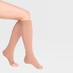 Гольфы компрессионные, Luomma (Люомма) р.  M (III) арт. ID-230 нормал (35-39 см) Идеалиста 1 класс компрессии с резинкой на силиконовой основе и открытым носком карамель