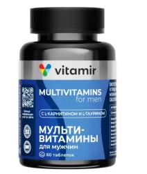 Мультивитамины для мужчин Vitamir БАД с L-карнитином и L-таурином 60 шт. табл. п/о 900 мг